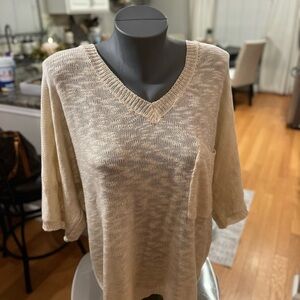 LA MIEL Women's Tan V-Neck Sweater